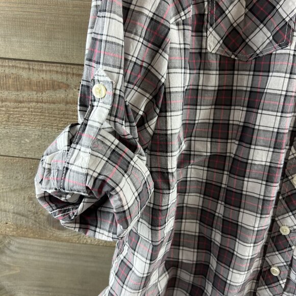 Torrid Womens Shirt Long Sleeve Button Up Plaid Roll Tab Cotton Size 00 Medium - Picture 5 of 8